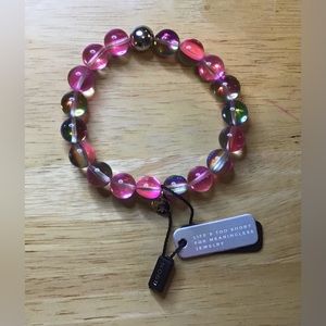 🩷🩷 NOGU Pink .925 Sterling Silver Galaxy Glass Statement Bracelet 🩷🩷